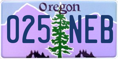 OR license plate 025NEB