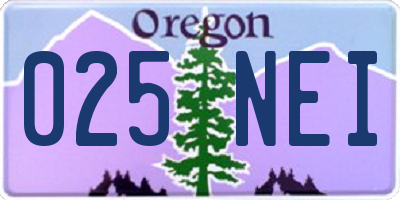 OR license plate 025NEI