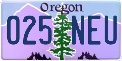 OR license plate 025NEU