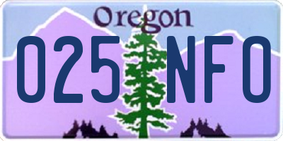 OR license plate 025NFO