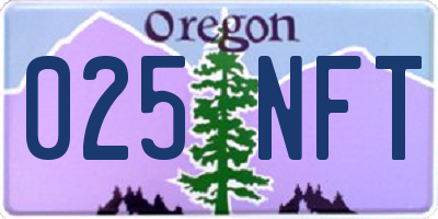 OR license plate 025NFT