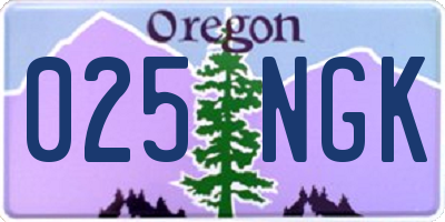 OR license plate 025NGK