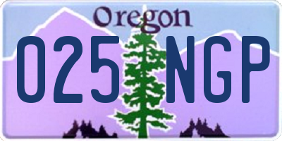 OR license plate 025NGP