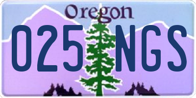 OR license plate 025NGS
