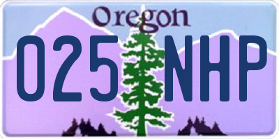 OR license plate 025NHP