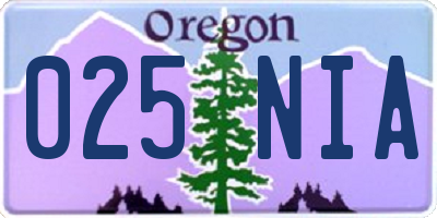 OR license plate 025NIA