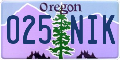 OR license plate 025NIK