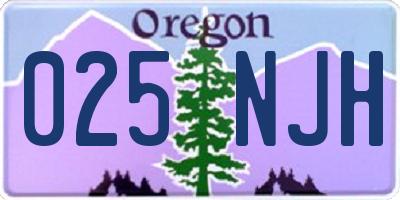 OR license plate 025NJH