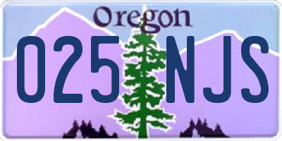 OR license plate 025NJS