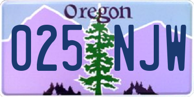 OR license plate 025NJW