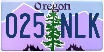 OR license plate 025NLK