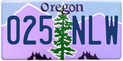 OR license plate 025NLW