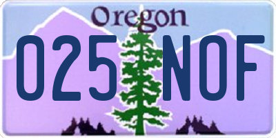 OR license plate 025NOF