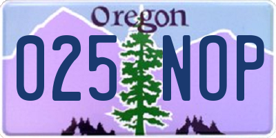 OR license plate 025NOP