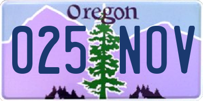 OR license plate 025NOV