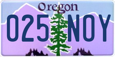 OR license plate 025NOY