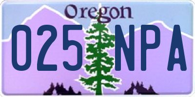 OR license plate 025NPA