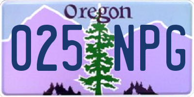 OR license plate 025NPG