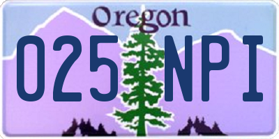 OR license plate 025NPI