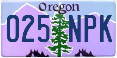 OR license plate 025NPK