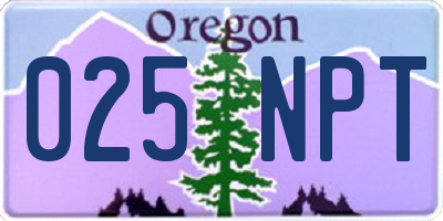 OR license plate 025NPT