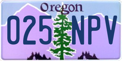 OR license plate 025NPV