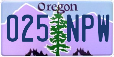 OR license plate 025NPW