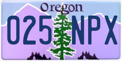 OR license plate 025NPX