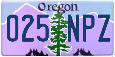 OR license plate 025NPZ