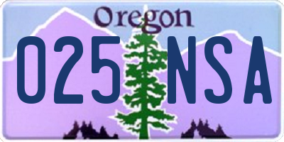 OR license plate 025NSA