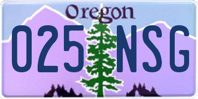 OR license plate 025NSG