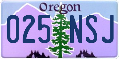 OR license plate 025NSJ