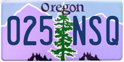 OR license plate 025NSQ