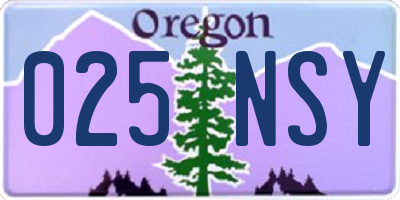 OR license plate 025NSY