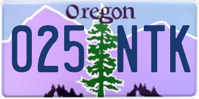 OR license plate 025NTK
