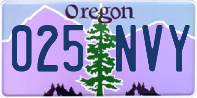 OR license plate 025NVY