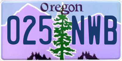 OR license plate 025NWB