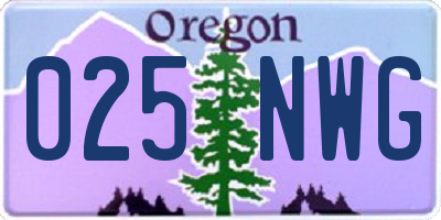 OR license plate 025NWG