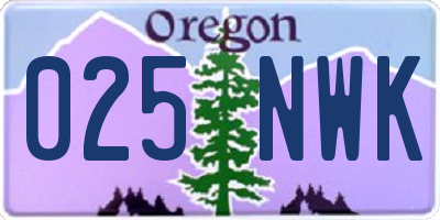 OR license plate 025NWK