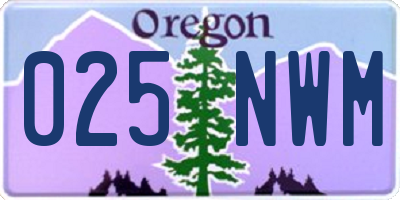 OR license plate 025NWM