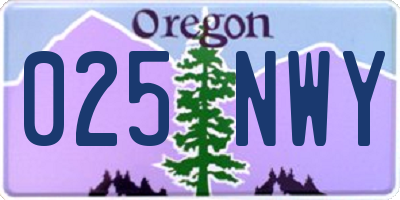 OR license plate 025NWY