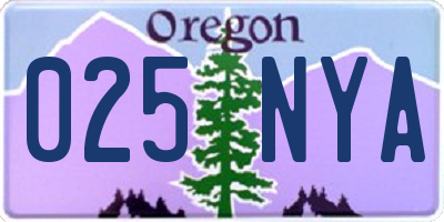 OR license plate 025NYA