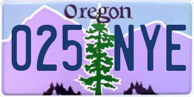 OR license plate 025NYE
