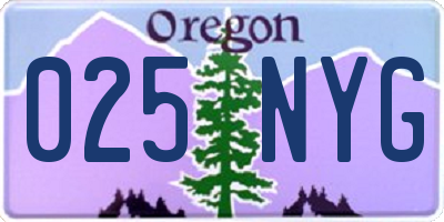 OR license plate 025NYG