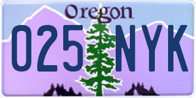 OR license plate 025NYK