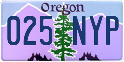 OR license plate 025NYP