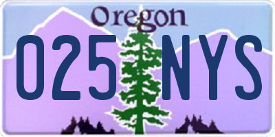 OR license plate 025NYS
