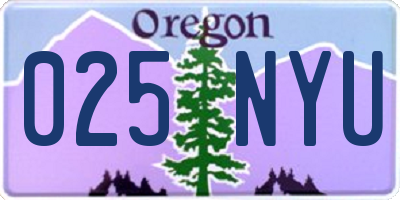 OR license plate 025NYU