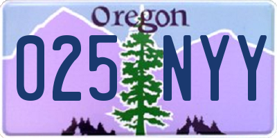 OR license plate 025NYY