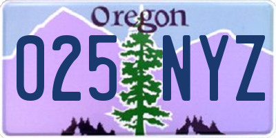 OR license plate 025NYZ